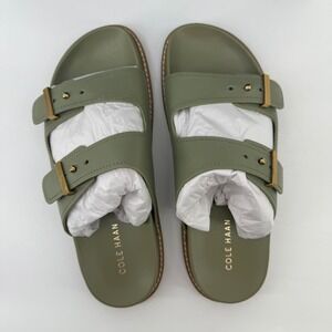 Cole Haan Marisol Footbed Sndl Oil Green Leather Women's Sandals Size 9‎